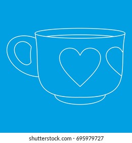 Cup icon blue outline style isolated vector illustration. Thin line sign