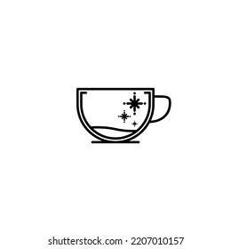 cup icon with cold water on white background. simple, line, silhouette and clean style. black and white. suitable for symbol, sign, icon or logo