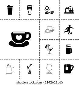 Cup icon. collection of 13 cup filled and outline icons such as baby toy, drink, football player, mug, soda, boiled egg, cocktail. editable cup icons for web and mobile.