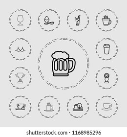 Cup icon. collection of 13 cup outline icons such as baby toy, coffee, bra, drink, soda, boiled egg, beer mug, trophy. editable cup icons for web and mobile.