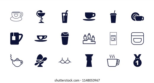 Cup icon. collection of 18 cup filled and outline icons such as medal, drink, trophy, teapot, cream, bra, tea, ranking, dish. editable cup icons for web and mobile.