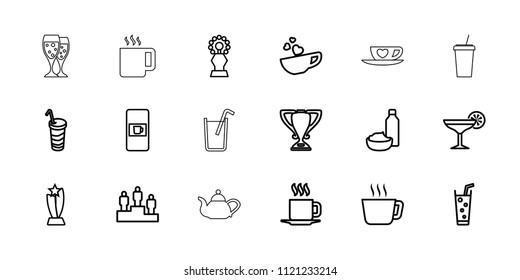 Cup icon. collection of 18 cup outline icons such as vending machine, tea, soda, drink and food, drink, cocktail, trophy, ranking. editable cup icons for web and mobile.