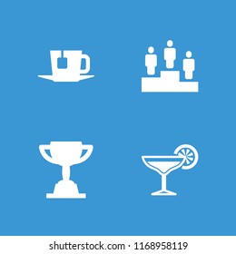 Cup icon. collection of 4 cup filled icons such as cocktail, tea, ranking. editable cup icons for web and mobile.