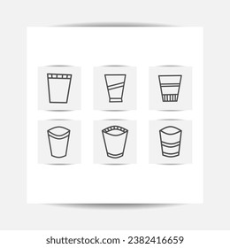 Cup icon design template, with black outline style