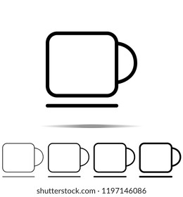 A cup icon in different shapes, thickness. Simple outline vector of web for UI and UX, website or mobile application