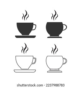 Cup icon. Dishes set line and background vector ilustration.