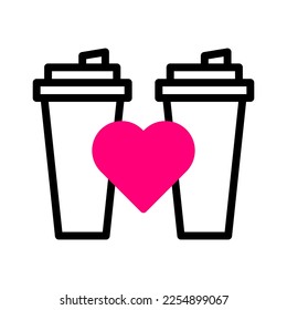 cup icon duotone black pink style valentine illustration vector element and symbol perfect. Icon sign from modern collection for web. Nice design perfect.