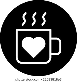 cup icon filled black white style valentine illustration vector element and symbol perfect. Icon sign from modern collection for web.