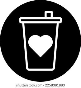 icono de taza relleno de estilo blanco negro de la ilustración valentina elemento vector y símbolo perfecto. Signo de icono de la colección moderna para la web.