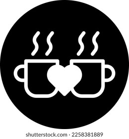 icono de taza relleno de estilo blanco negro de la ilustración valentina elemento vector y símbolo perfecto. Signo de icono de la colección moderna para la web.