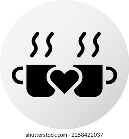 cup icon filled black white valentine illustration vector element and symbol perfect. Icon sign from modern collection for web.