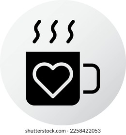 cup icon filled black white valentine illustration vector element and symbol perfect. Icon sign from modern collection for web.