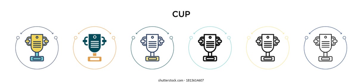 Cup icon in filled, thin line, outline and stroke style. Vector illustration of two colored and black cup vector icons designs can be used for mobile, ui, web