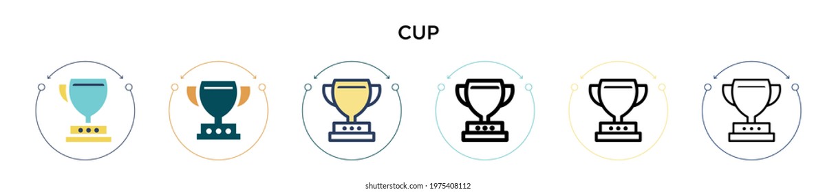 Cup icon in filled, thin line, outline and stroke style. Vector illustration of two colored and black cup vector icons designs can be used for mobile, ui, web