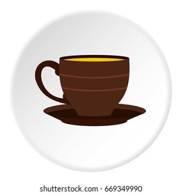 Cup icon in flat circle isolated on white vector illustration for web