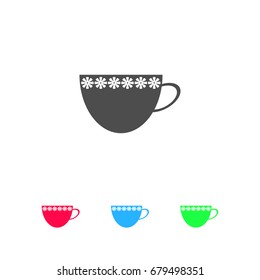 Cup icon flat. Color pictogram on white background. Vector illustration symbol and bonus icons