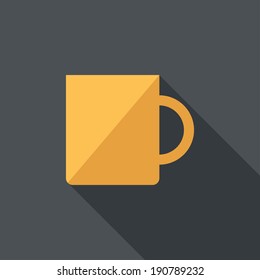 Cup icon. Flat design style modern vector illustration. Isolated on stylish color background. Flat long shadow icon. Elements in flat design.