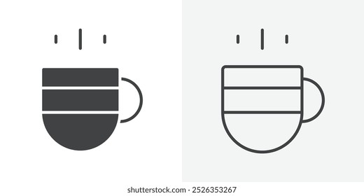 Icono de la taza plano y diseño de conjunto simple