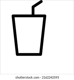 Icono de la copa en estilo plano, Icono de la bebida, Comida rápida, Ilustración vectorial aislada, sobre un fondo blanco.