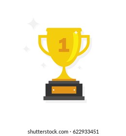 Cup icon in flat style with number one and star
