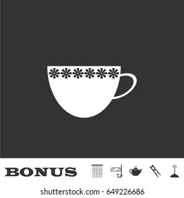 Cup icon flat. White pictogram on black background. Vector illustration symbol and bonus icons