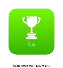 Cup icon green vector isolated on white background