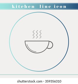 Cup icon. Household appliance, kitchen and restaurant accessories, equipment, cooking utensil, cutlery tools, kitchenware and cookware outline thin line icon for food preparation. Flat design.