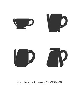 Cup icon isolated on a white background. Logo silhouette design template. Simple symbol concept in flat style. Abstract sign, pictogram for web, mobile and infographics - stock vector