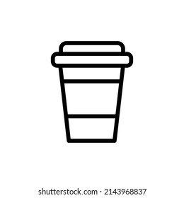 Cup Icon. Line Art Style Design Isolated On White Background