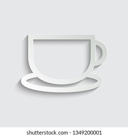  Cup icon line style. Cup of coffee, tea vector symbol with shadow on a grey background
