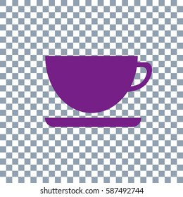 cup icon on transparent background. Violet icon