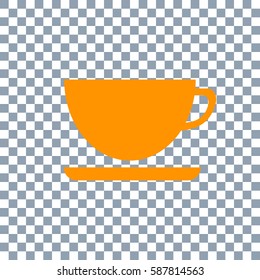 cup icon on transparent background. Orange icon