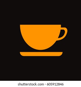cup icon. Orange icon on black background