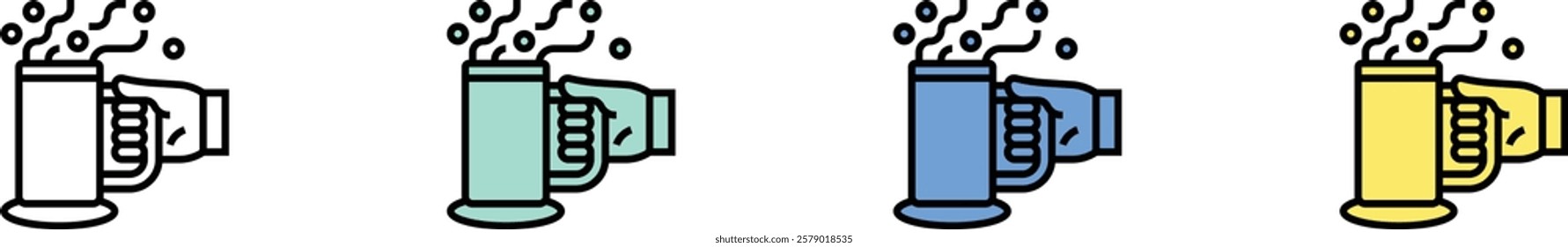 cup icon. Outline, Green, Blue and Yellow Style Design Isolated On White Background