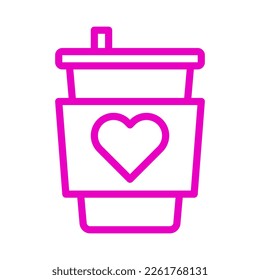 cup icon outline pink style valentine illustration vector element and symbol perfect. Icon sign from modern collection for web.
