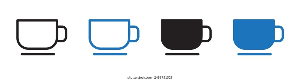 Cup icon Outline vector line set