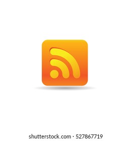 Cup icon with RSS symbol in color. Reader feed syndication