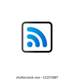 Cup icon with RSS symbol in duo tone color. Reader feed syndication