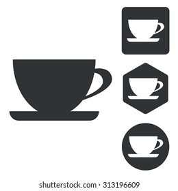 Cup icon set, monochrome, isolated on white