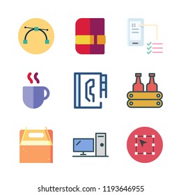 cup icon set. vector set about agenda, phone, milk and coffee cup icons set.