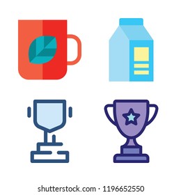 cup icon set. vector set about trophy, tea cup and milk icons set.