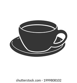 Cup Icon Silhouette Illustration. Coffee Tea Vector Graphic Pictogram Symbol Clip Art. Doodle Sketch Black Sign.