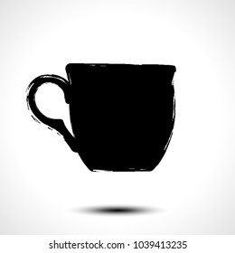 Cup icon. Cup silhouette stylized vector sketch on white background. 