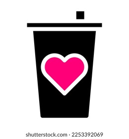 cup icon solid black pink style valentine vector illustration perfect. Icon sign from modern collection for web. Nice design perfect.