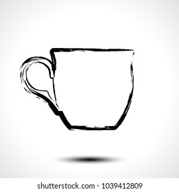 Cup icon, stylized vector sketch on white background. 