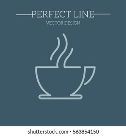 cup icon, symbol, logo, emblem. Contour Design.