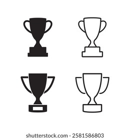 Cup icon. Trophy cup award sign. Champion first place vector set. Trophy cup prize isolated.