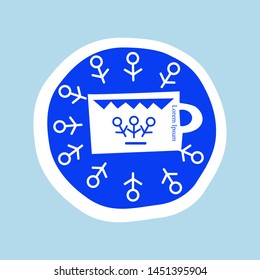Cup icon. Vector concept illustration for design. Symbol of hot drink. Mid century design style.