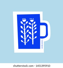 Cup icon. Vector concept illustration for design. Symbol of hot drink. Mid century design style.