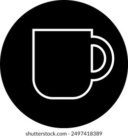cup icon. cup vector design white line icon on black background